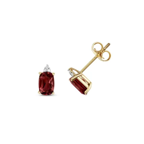 Diamond & CU Garnet Set Studs